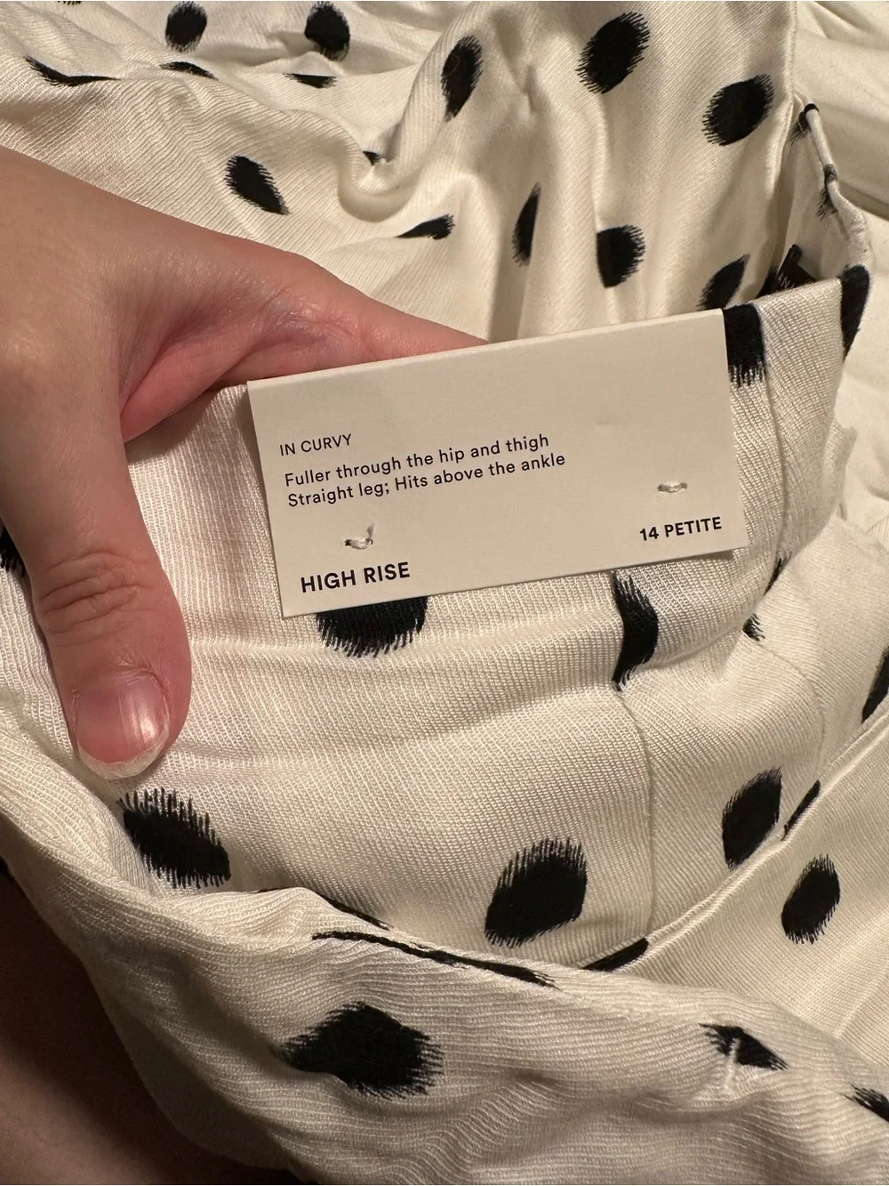 Ann Taylor Black Polka Dot Wide-Leg Trousers on White - Picture 3 of 5